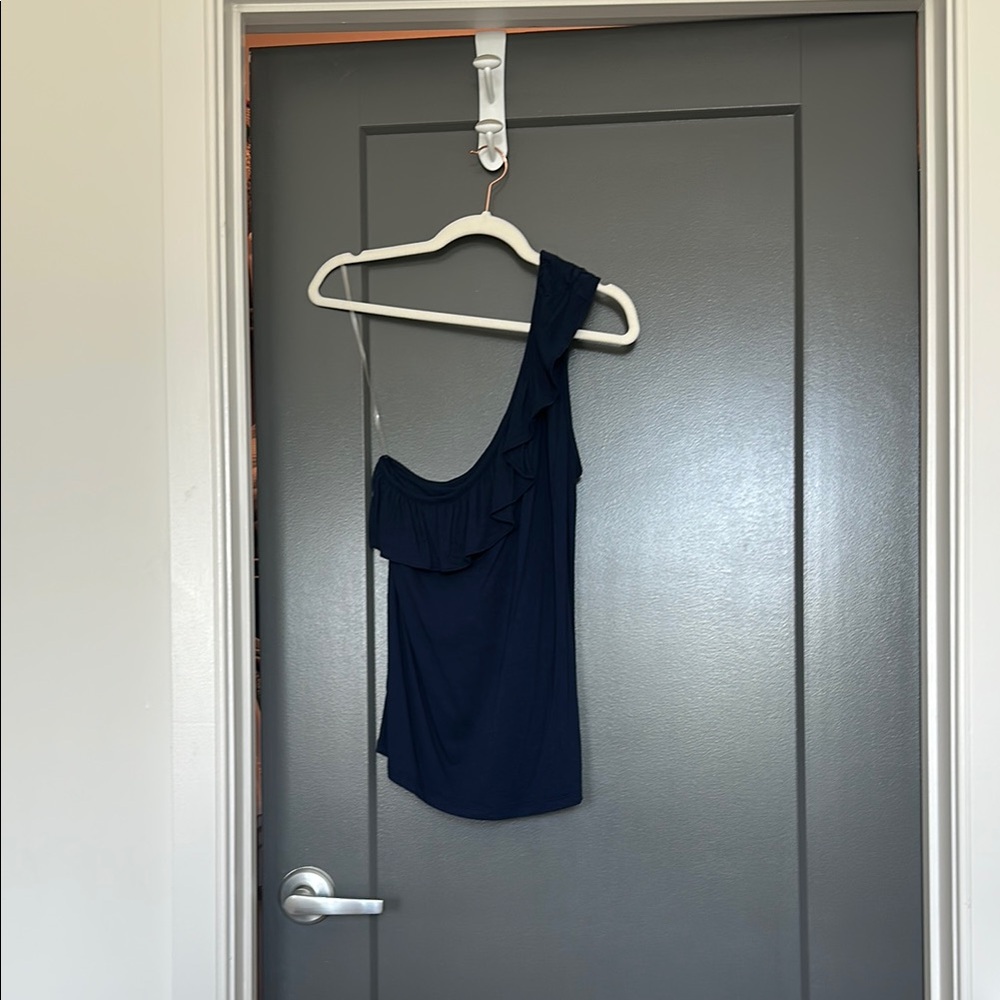 LOFT Navy One-Shoulder Shirt